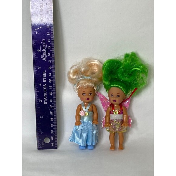 Toddler Doll Lot Fairy Wings Dolgen Denim Shortall Clothing Blonde Brunette - Picture 12 of 13